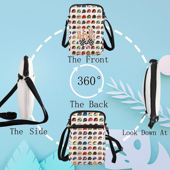 Versatile Checkered Flag Crossbody Bag - Perfect for Racing and Daily Adventures - Picture 6 of 7